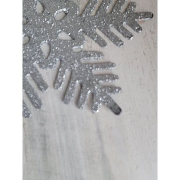 Large silver glitter snowflake ornament Xmas set - Picture 3 of 8